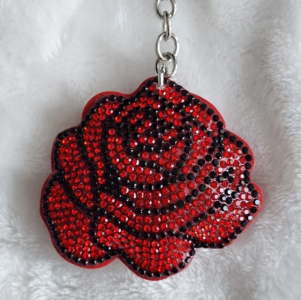 Red Rose Keychain with Tassel Bag Charm